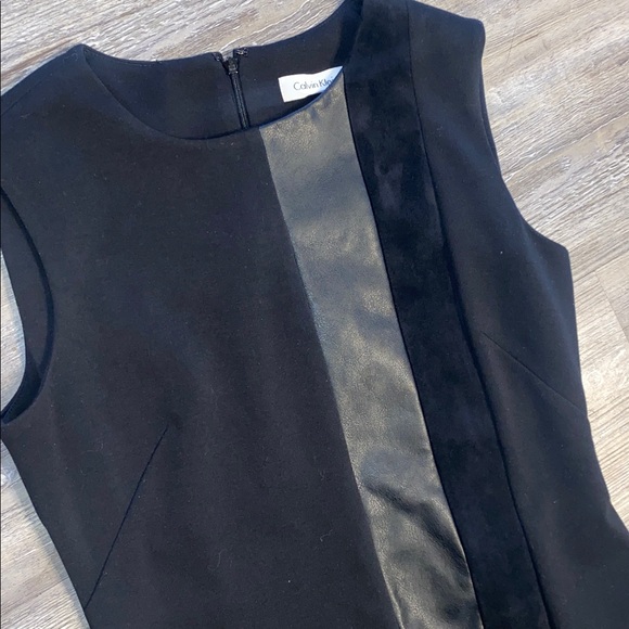 NWOT CALVIN KLEIN Leather Detail Sheath Dress 6 - Picture 2 of 9